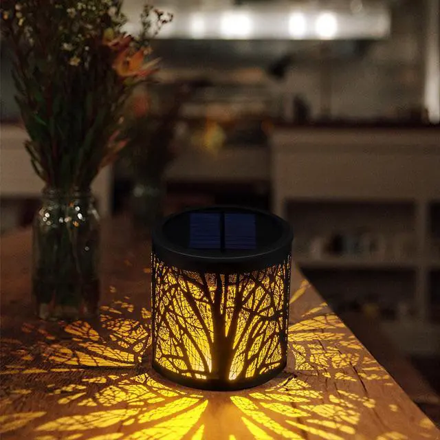 Alt view image 2 of 7 - Solar Table Lantern Outdoor Waterproof - Solar Tree Lights Metal Decorative Solar Powered Bright LED Lights Auto Up/Off for Patio Yard Balcony Garden Decor
