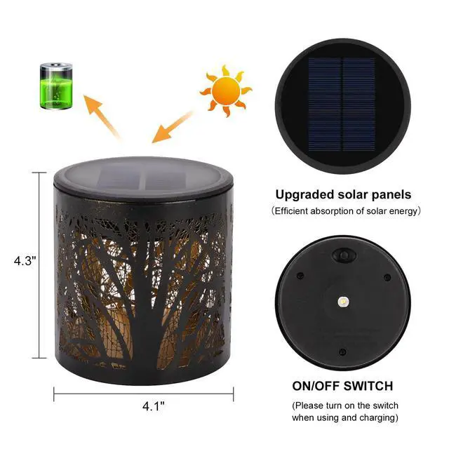Alt view image 3 of 7 - Solar Table Lantern Outdoor Waterproof - Solar Tree Lights Metal Decorative Solar Powered Bright LED Lights Auto Up/Off for Patio Yard Balcony Garden Decor