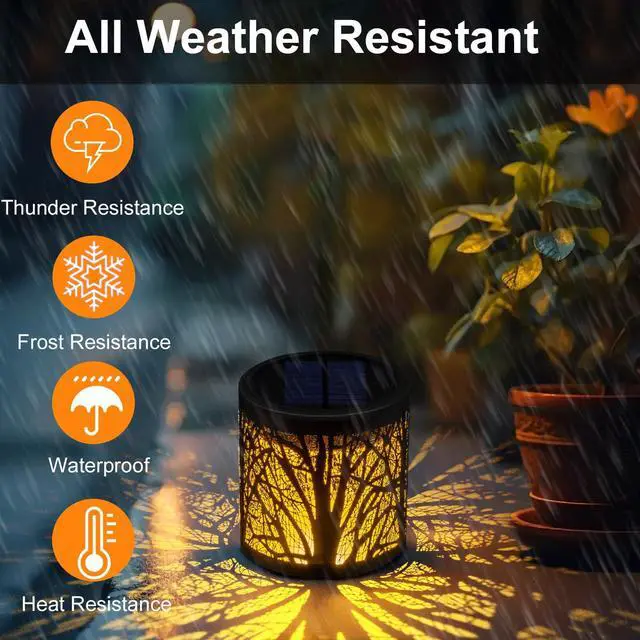 Alt view image 4 of 7 - Solar Table Lantern Outdoor Waterproof - Solar Tree Lights Metal Decorative Solar Powered Bright LED Lights Auto Up/Off for Patio Yard Balcony Garden Decor