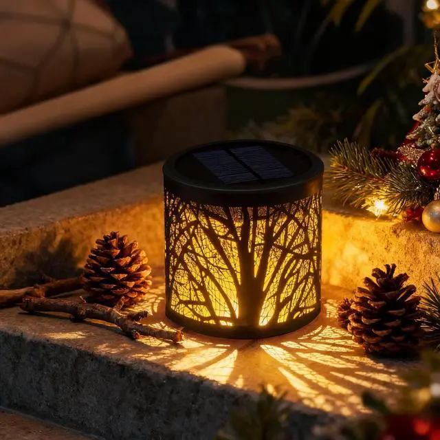 Alt view image 7 of 7 - Solar Table Lantern Outdoor Waterproof - Solar Tree Lights Metal Decorative Solar Powered Bright LED Lights Auto Up/Off for Patio Yard Balcony Garden Decor