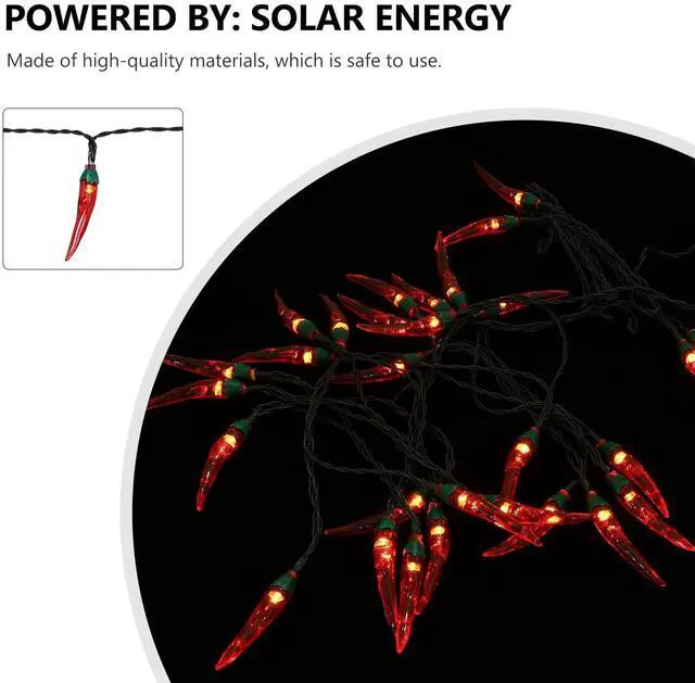 Alt view image 2 of 7 - 1 Set Red Chili String Lights Nativity Decor String Lights for Outside Jalepeno Pepper Chili Pepper Fairy Light Kitchen Decorative Lights Solar Pepper String Lamp Solar Scene Lamp