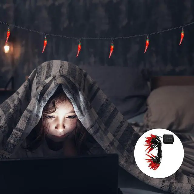 Alt view image 4 of 7 - 1 Set Red Chili String Lights Nativity Decor String Lights for Outside Jalepeno Pepper Chili Pepper Fairy Light Kitchen Decorative Lights Solar Pepper String Lamp Solar Scene Lamp