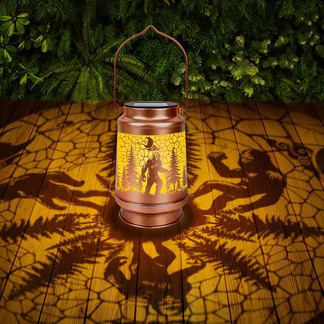 Alt view image 6 of 6 - Bigfoot Solar Lanterns Outdoor Waterproof - Bigfoot Sasquatch Gifts for Men Dad Grandpa, Big Foot Metal Hanging Solar Lights Lamp, LED Lanterns for Garden Yard Patio Lawn Tabletop Decor