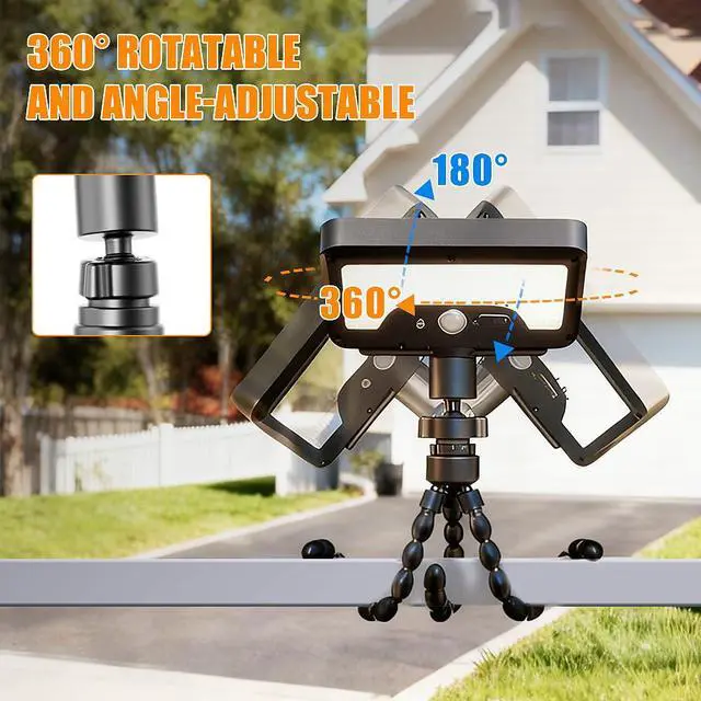 Alt view image 5 of 7 - Solar Lights,Outdoor Solar Motion-Activated Light with Flexible Octopus Tripod 360° Can be Wrapped Around Tree Trunks,Dual Charging,Outdoor Sercurity Lights for Deck Fence, Garden (Black)