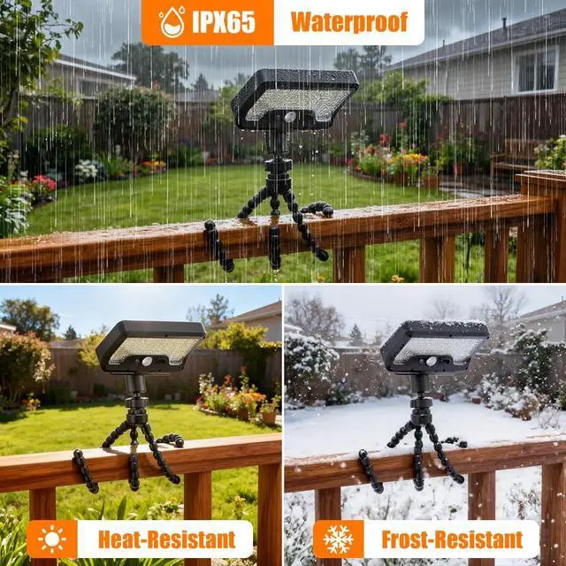 Alt view image 6 of 7 - Solar Lights,Outdoor Solar Motion-Activated Light with Flexible Octopus Tripod 360° Can be Wrapped Around Tree Trunks,Dual Charging,Outdoor Sercurity Lights for Deck Fence, Garden (Black)