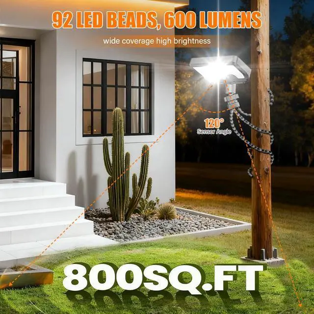 Alt view image 7 of 7 - Solar Lights,Outdoor Solar Motion-Activated Light with Flexible Octopus Tripod 360° Can be Wrapped Around Tree Trunks,Dual Charging,Outdoor Sercurity Lights for Deck Fence, Garden (Black)