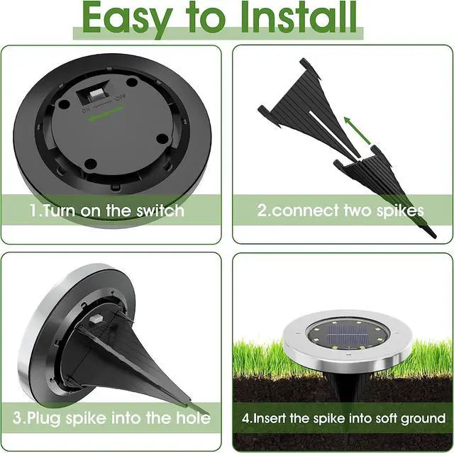 Alt view image 5 of 7 - 4.6 inch Solar Lights for Outside, 4 Pack Solar Light Outdoor Waterproof, Garden Lights Landscape Lighting for Lawn Yard Deck Driveway Walkway White