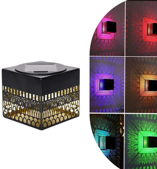 Main image of Retro Solar Table Lantern Outdoor Waterproof, Solar Projection Desk Lamp for Courtyard Metal Tabletop Light Desktop Decorative Lamp-Atmosphere Landscape Garden Light(Colorful)