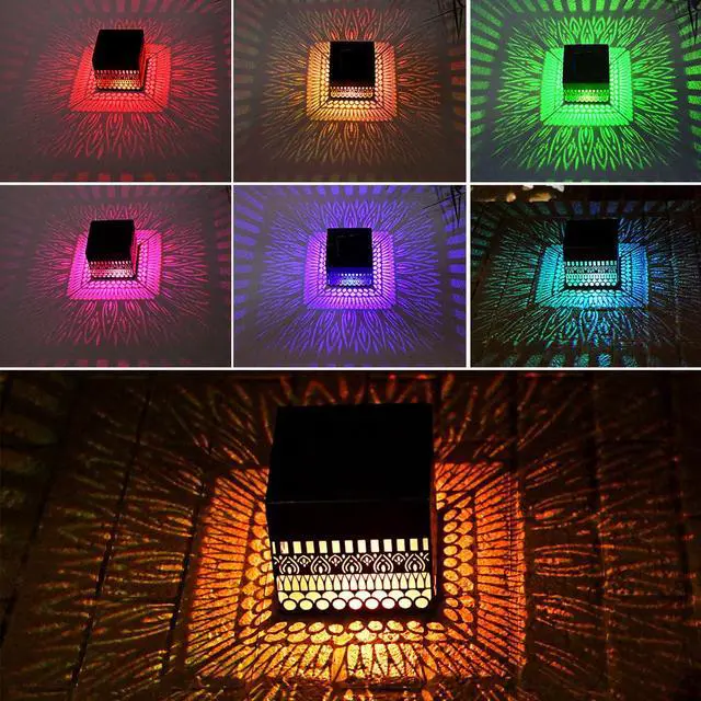 Alt view image 2 of 7 - Retro Solar Table Lantern Outdoor Waterproof, Solar Projection Desk Lamp for Courtyard Metal Tabletop Light Desktop Decorative Lamp-Atmosphere Landscape Garden Light(Colorful)