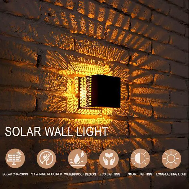 Alt view image 4 of 7 - Retro Solar Table Lantern Outdoor Waterproof, Solar Projection Desk Lamp for Courtyard Metal Tabletop Light Desktop Decorative Lamp-Atmosphere Landscape Garden Light(Colorful)