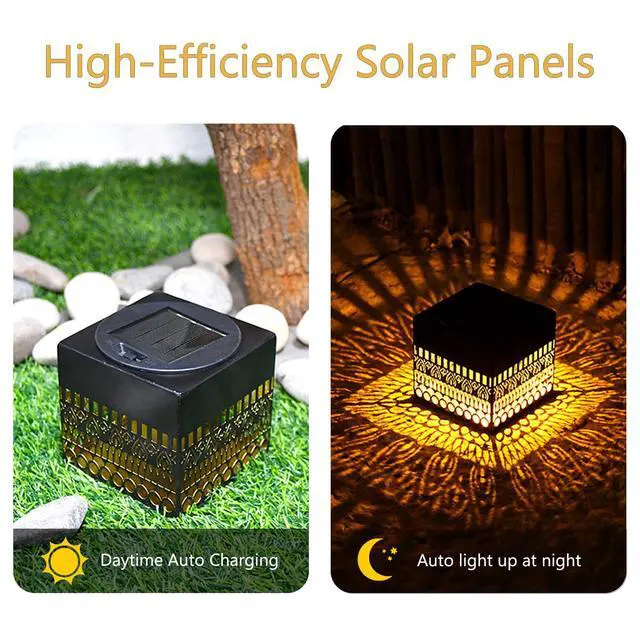 Alt view image 5 of 7 - Retro Solar Table Lantern Outdoor Waterproof, Solar Projection Desk Lamp for Courtyard Metal Tabletop Light Desktop Decorative Lamp-Atmosphere Landscape Garden Light(Colorful)