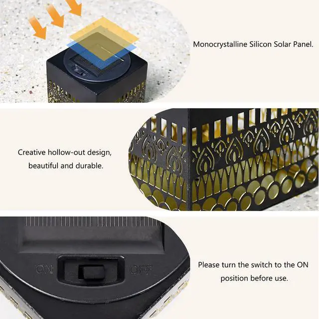 Alt view image 7 of 7 - Retro Solar Table Lantern Outdoor Waterproof, Solar Projection Desk Lamp for Courtyard Metal Tabletop Light Desktop Decorative Lamp-Atmosphere Landscape Garden Light(Colorful)