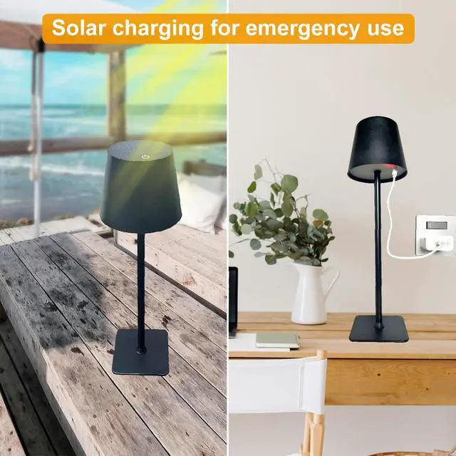 Alt view image 6 of 7 - Cordless Table Lamps, Outdoor Solar LED Lamp, 4000mAh Rechargeable Bottle Lamp, Touch RGB Color Stepless Dimming Light for Bedroom, Restaurants, Patio, Camping,Bar Black