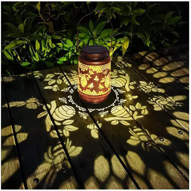 Main image of Solar Lanterns Outdoor Hanging Honeybee Decor Lantern,Waterproof Hollow Out Retro Metal Decorative Garden Light,Graceful Decoration for Patio,Yard,Landscape,Walkway,Festival
