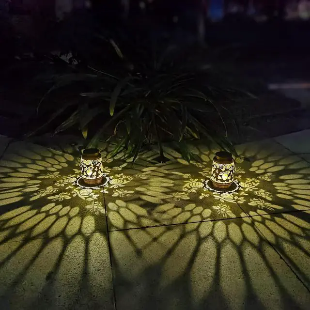 Alt view image 6 of 6 - Solar Lanterns Outdoor Hanging Honeybee Decor Lantern,Waterproof Hollow Out Retro Metal Decorative Garden Light,Graceful Decoration for Patio,Yard,Landscape,Walkway,Festival