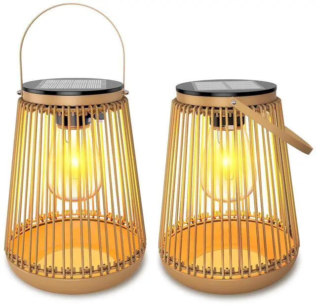 Main image of Solar Lanterns Outdoor Waterproof, Outdoor Solar Lanterns Gifts for Women Mom Grandma, Woven Garden Decor, Rattan Lantern Decoration for Yard, Patio, Porch, Balcony, Backyard, 2 Pack