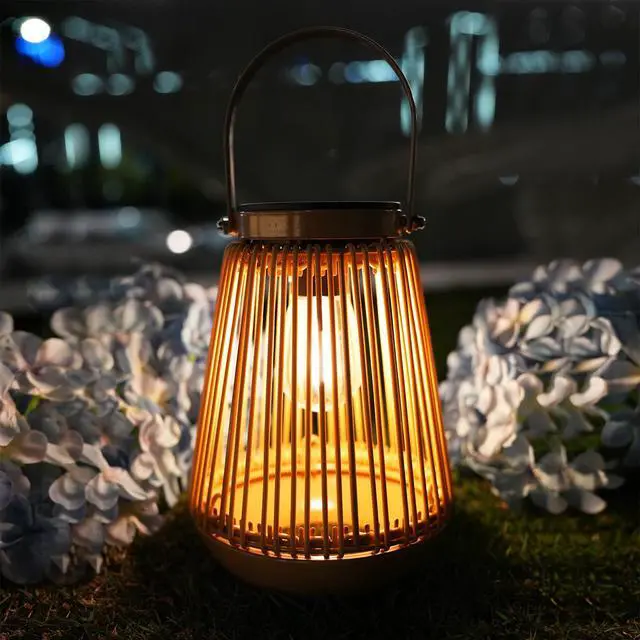 Alt view image 4 of 7 - Solar Lanterns Outdoor Waterproof, Outdoor Solar Lanterns Gifts for Women Mom Grandma, Woven Garden Decor, Rattan Lantern Decoration for Yard, Patio, Porch, Balcony, Backyard, 2 Pack