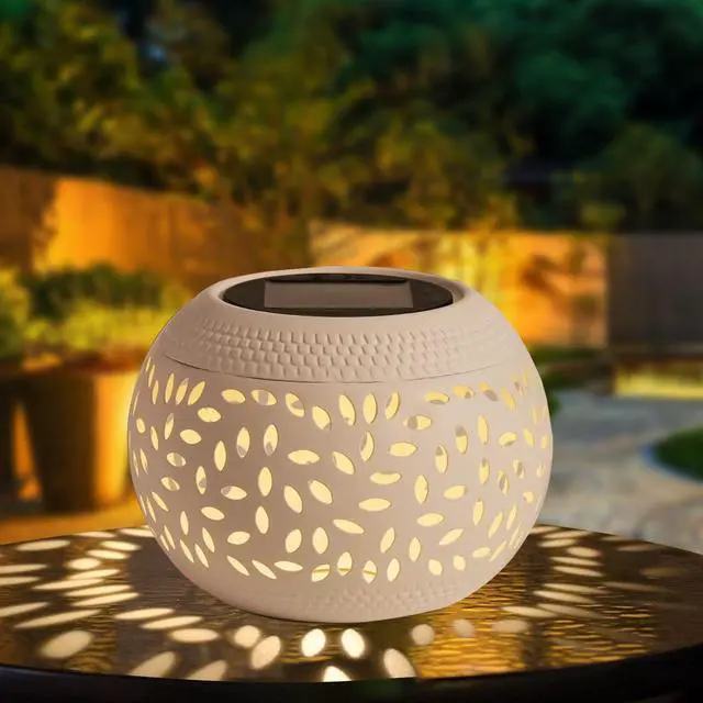 Main image of Solar Table Lanterns Outdoor Waterproof - LED Lamp White Metal Tabletop Light Solar Powered Decorative Lantern for Indoor Desk Bedroom Patio Garden Pathway Yard (1 Pack)
