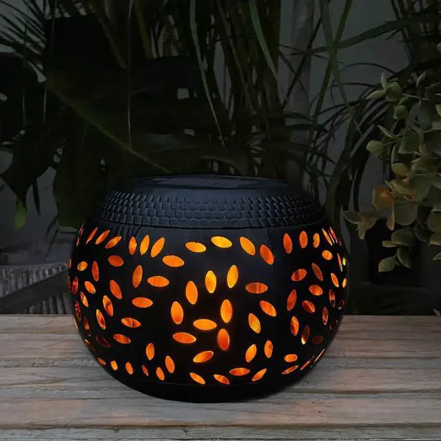 Main image of Solar Table Lantern Outdoor Waterproof-Dancing Flickering Flame Solar Powered LED Light,Black Metal Desktop Decorative Lamp for Gifts for Women Mom Desk Patio Garden Yard Decor