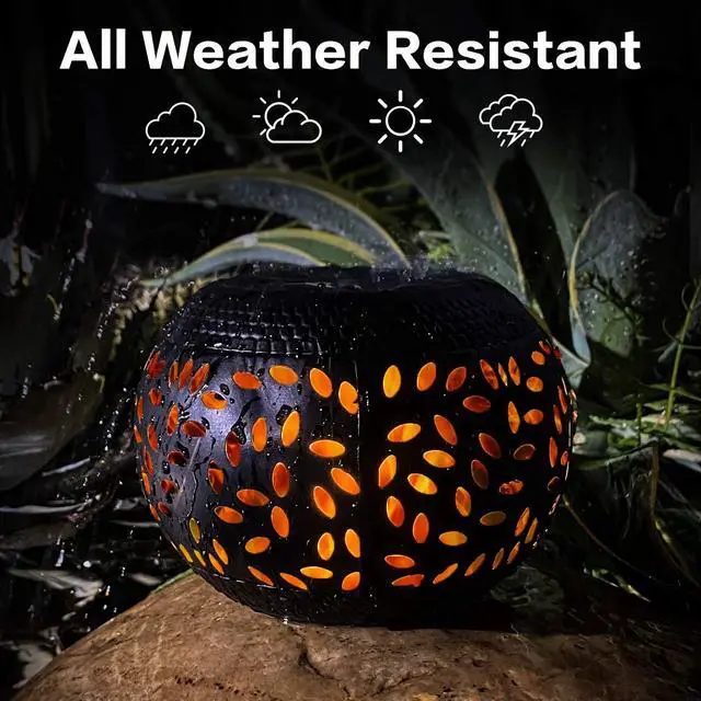 Alt view image 2 of 7 - Solar Table Lantern Outdoor Waterproof-Dancing Flickering Flame Solar Powered LED Light,Black Metal Desktop Decorative Lamp for Gifts for Women Mom Desk Patio Garden Yard Decor