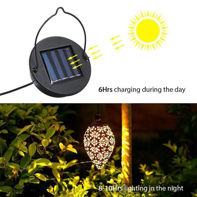 Alt view image 4 of 7 - Hanging Solar Lights Solar Lantern LED Garden Lights Metal Lamp Waterproof for Outdoor Hanging Decor