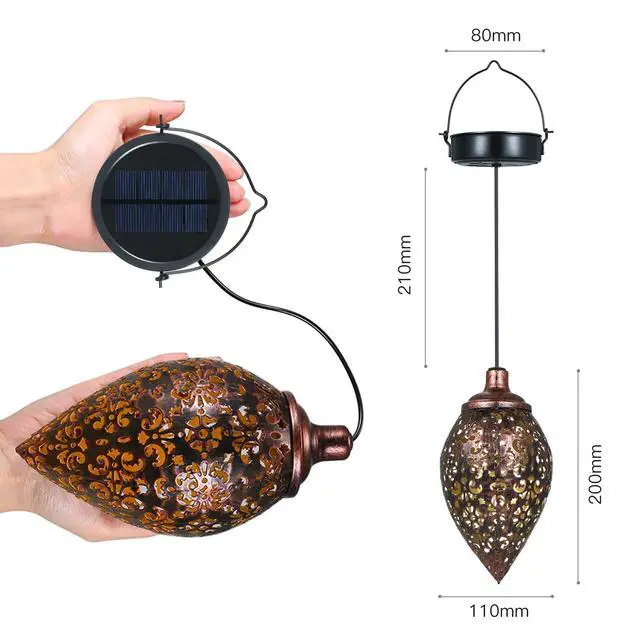 Alt view image 6 of 7 - Hanging Solar Lights Solar Lantern LED Garden Lights Metal Lamp Waterproof for Outdoor Hanging Decor