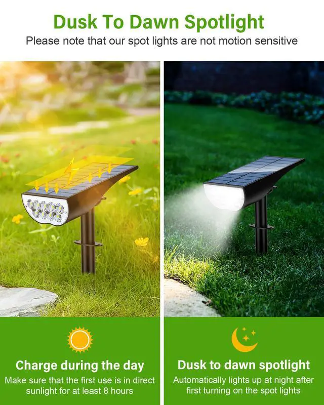 Alt view image 2 of 7 - Solar Spot Lights Outdoor Waterproof, Solar Landscape Lights Outdoor IP65 Waterproof, 3 Brightness Modes Dusk to Dawn Solar Spotlight Outdoor for Yard Garden Pathway Tree, Cool White, 4 Pack