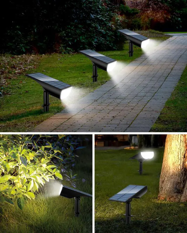 Alt view image 7 of 7 - Solar Spot Lights Outdoor Waterproof, Solar Landscape Lights Outdoor IP65 Waterproof, 3 Brightness Modes Dusk to Dawn Solar Spotlight Outdoor for Yard Garden Pathway Tree, Cool White, 4 Pack
