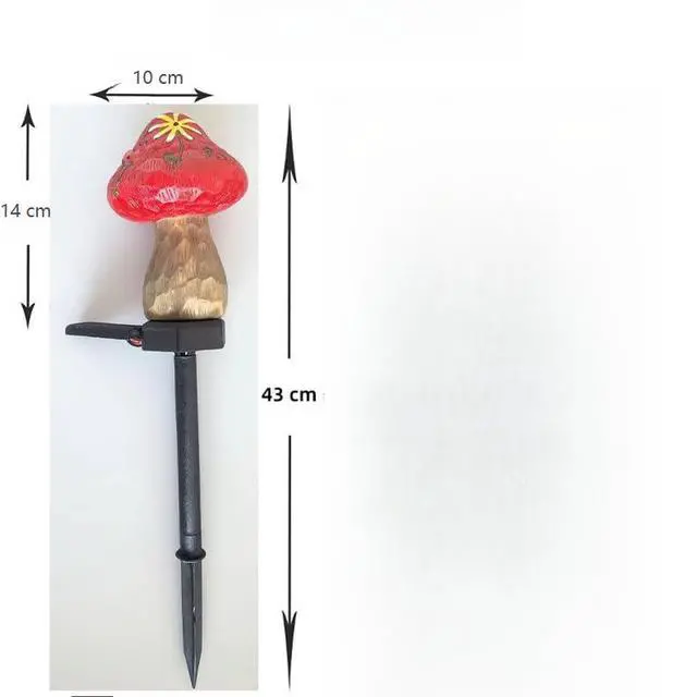 Alt view image 6 of 6 - 2 Pack Solar Powered Red and Blue Mushroom Floor Lights, Garden Decorative Resin Cute Mushroom lamp, Wireless Dusk to Dawn LED Lights Waterproof.