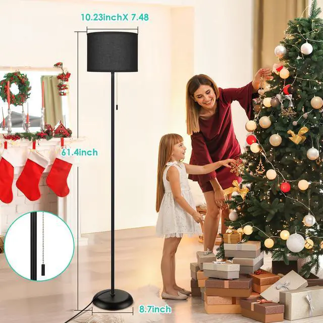 Alt view image 5 of 6 - Floor Lamp for Living Room, LED Modern Simple Standing Lamp, Black Tall Lamps for Bedroom, Living Room, Office, Kids Room and Reading, Minimalist Pole Lamp with Shade, Without Bulb