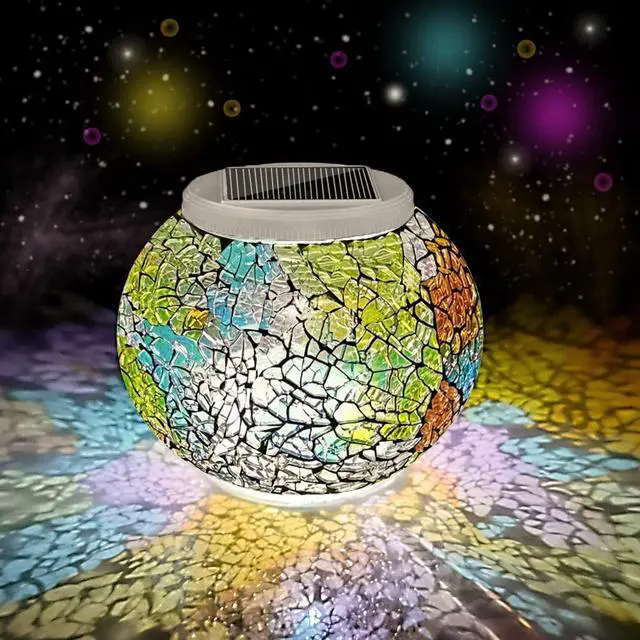 Main image of Color Changing Solar Powered Glass Ball Garden Lights, Solar Lantern Outdoor Table Lights Waterproof Led Night Light for Garden Patio Party Yard Indoor Decora Ideal Gift(Multi-Colored Glass)