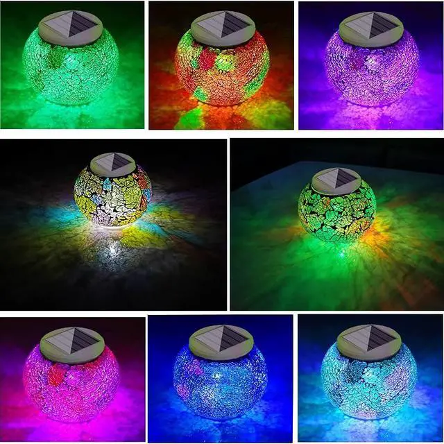 Alt view image 2 of 5 - Color Changing Solar Powered Glass Ball Garden Lights, Solar Lantern Outdoor Table Lights Waterproof Led Night Light for Garden Patio Party Yard Indoor Decora Ideal Gift(Multi-Colored Glass)