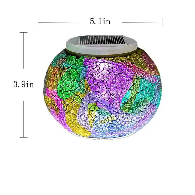 Alt view image 4 of 5 - Color Changing Solar Powered Glass Ball Garden Lights, Solar Lantern Outdoor Table Lights Waterproof Led Night Light for Garden Patio Party Yard Indoor Decora Ideal Gift(Multi-Colored Glass)