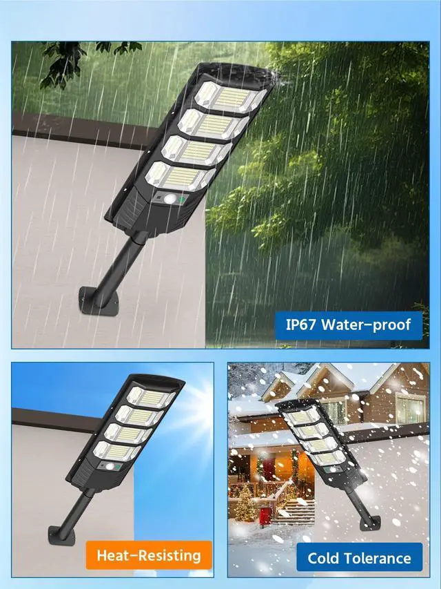 Alt view image 7 of 7 - 432LEDS Solar Street Light Outdoor IP67Waterfroof, 6500K Solar Flood Lights Outdoor Dusk to Dawn,Motion Sensor with Remote Control for Parking lot, Yard,Pathway