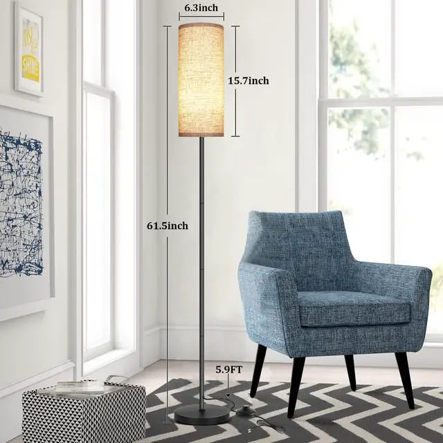 Alt view image 4 of 7 - Floor Lamp for Living Room, Modern Standing Lamps with Lampshade, Minimalist Tall Lamp with Foot Switch for Living Room, Bedroom, Kids Room, Office(Bulb Not Included)