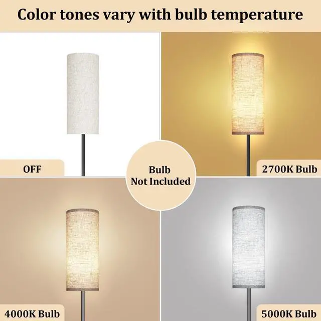 Alt view image 6 of 7 - Floor Lamp for Living Room, Modern Standing Lamps with Lampshade, Minimalist Tall Lamp with Foot Switch for Living Room, Bedroom, Kids Room, Office(Bulb Not Included)
