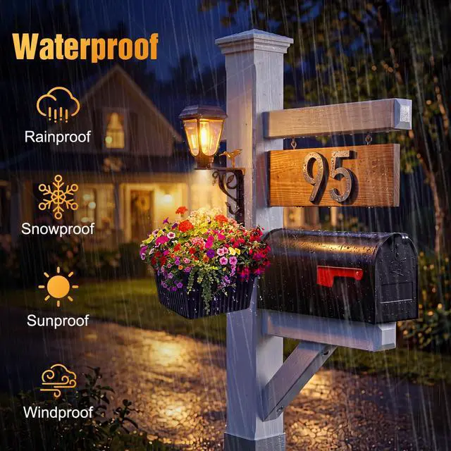 Alt view image 7 of 7 - 1 Pack 18.5" H Small Solar Lamp Post with Planter Dual-Sided Lighting, 2 in 1 Flower Pots Wall Mount/Freestanding, Waterproof Decorative Planter Lamp for Porch Garden Front Door, Warm White