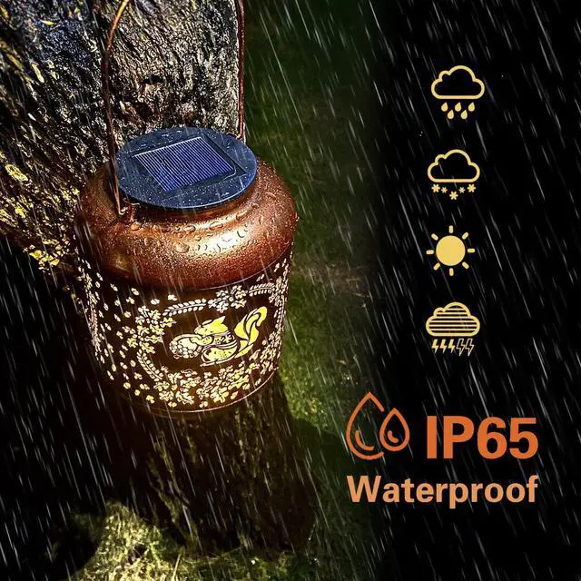 Alt view image 4 of 6 - 2 Pack Squirrel Solar Lanterns Outdoor Waterproof Hanging Solar Lights Squirrel Gifts for Women Men Metal Decorative LED Lanterns for Yard, Patio, Lawn, Tabletop, Pathway, Landscape, Garden Decor