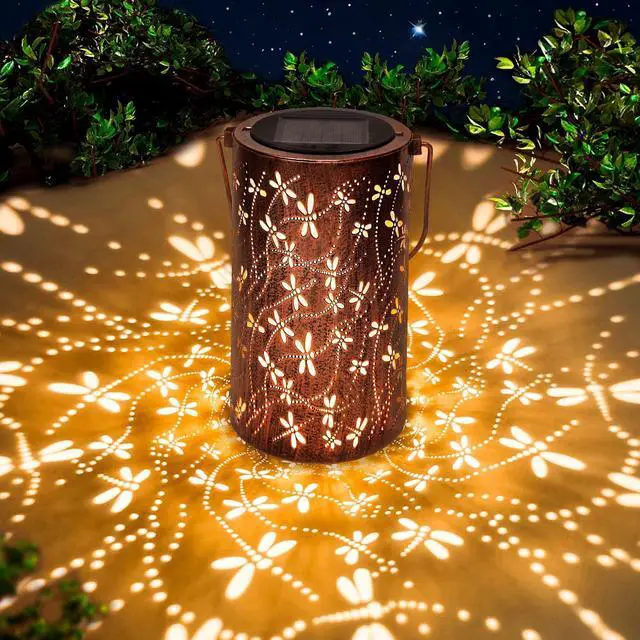 Main image of Solar Lanterns Outdoor Waterproof Dragonfly Lantern Garden Decor Birthday Mother's Day Gifts for Women Mom Grandma Hanging Solar Lights Metal Decorations Outside for Yard, Patio, Porch