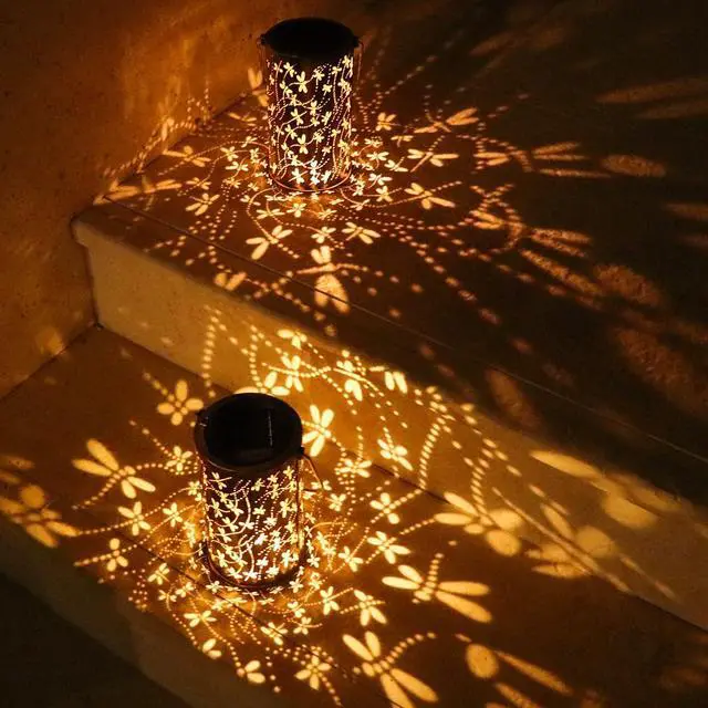 Alt view image 6 of 7 - Solar Lanterns Outdoor Waterproof Dragonfly Lantern Garden Decor Birthday Mother's Day Gifts for Women Mom Grandma Hanging Solar Lights Metal Decorations Outside for Yard, Patio, Porch