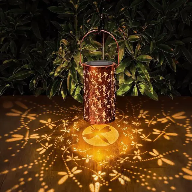 Alt view image 7 of 7 - Solar Lanterns Outdoor Waterproof Dragonfly Lantern Garden Decor Birthday Mother's Day Gifts for Women Mom Grandma Hanging Solar Lights Metal Decorations Outside for Yard, Patio, Porch