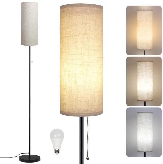 Main image of Floor Lamp for Living Room, Modern Standing Lamps with Lampshade, Minimalist Tall Lamp with Chain Switch for Living Room, LED Bulb Included (Beige Shade)