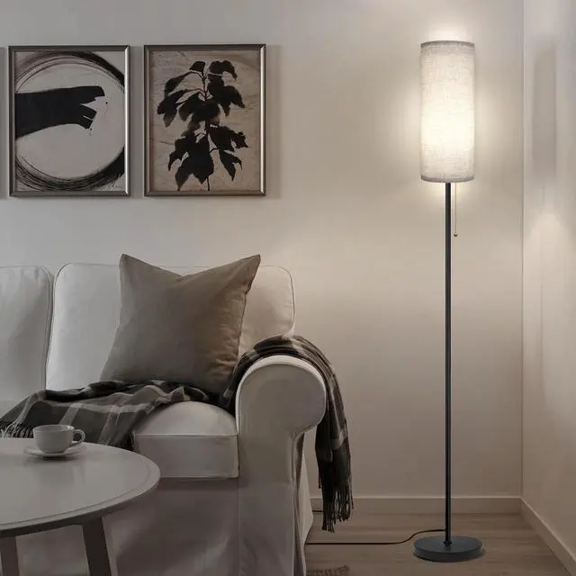 Alt view image 7 of 7 - Floor Lamp for Living Room, Modern Standing Lamps with Lampshade, Minimalist Tall Lamp with Chain Switch for Living Room, LED Bulb Included (Beige Shade)