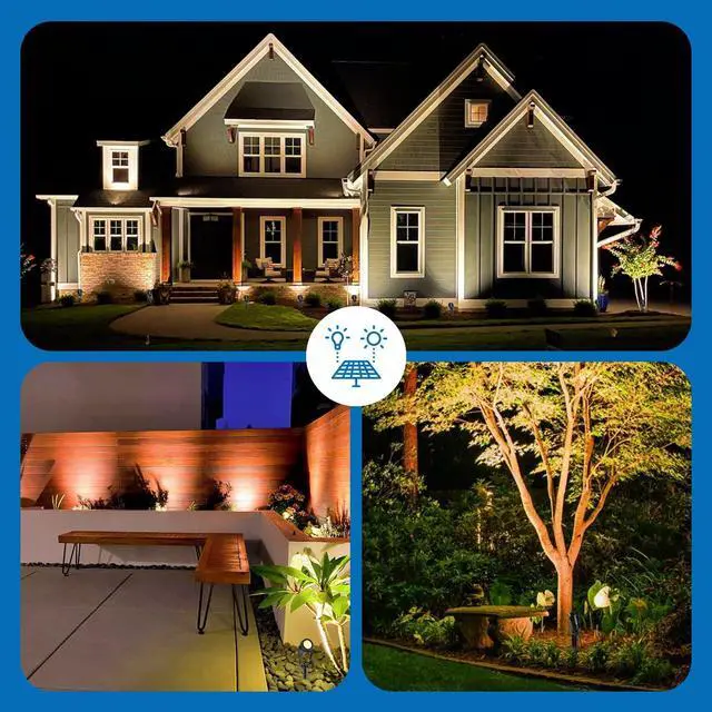 Alt view image 2 of 7 - Solar Spot Lights Outdoor 4-in-1 Solar Powered Spotlights IP65 Waterproof with Remote 29.5ft Cable Auto On/Off 8 Modes Solar Uplights Outdoor for Garden Yard Landscape Tree 2700K Warm White