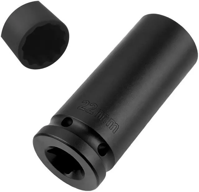 Main image of 22mm Socket 1/2" Drive,12-Point Impact Socket for Axle Nut & Hub Lock Nut Removal,High Torque 22mm 12 Point Axle Nuts Sockets Car Tools for Impact Wrench Ratchet