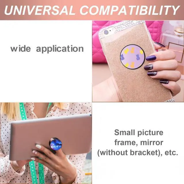 Alt view image 5 of 7 - 20 Pcs Sublimation Socket Blank Phone Grip Holders Collapsible Phone Grips Self Adhesive Sublimation Holders for Smartphones and Tablets(Black and White)