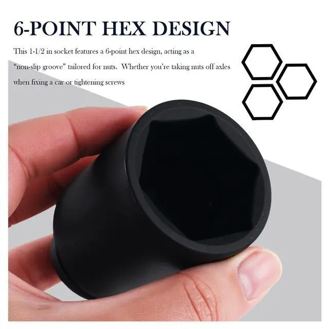 Alt view image 5 of 7 - Upgraded Deep 1 1/2 Socket,Heavy Duty Axle Nut Socket with 1/2" Drive & 6-Point Hex Design,Anti-Rust 1 1/2 Sockets 1/2 Drive Car Repair Tools for Quick Removal of Axle Nuts