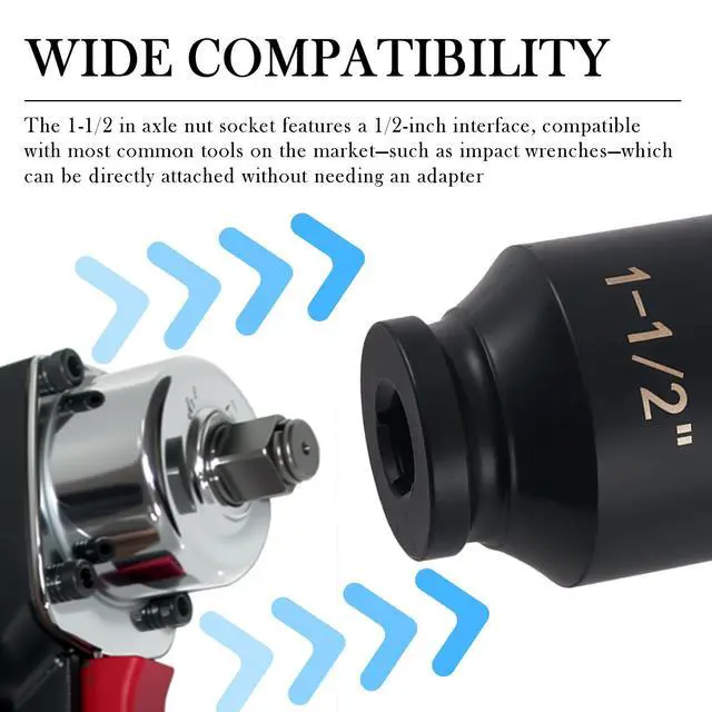 Alt view image 7 of 7 - Upgraded Deep 1 1/2 Socket,Heavy Duty Axle Nut Socket with 1/2" Drive & 6-Point Hex Design,Anti-Rust 1 1/2 Sockets 1/2 Drive Car Repair Tools for Quick Removal of Axle Nuts