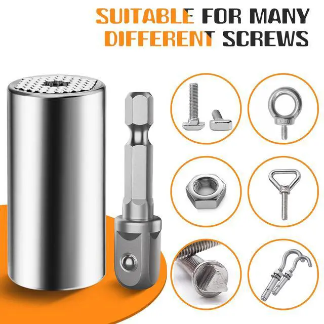 Alt view image 2 of 7 - Universal Socket Tools Gifts for Men - Christmas Stocking Stuffers for Men Dad Him Husband Women Cool Stuff Ideas Gadgets Birthday Gifts for Dad Grip Socket Set (7-19mm) Sliver