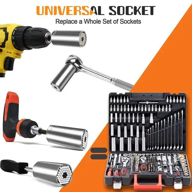 Alt view image 3 of 7 - Universal Socket Tools Gifts for Men - Christmas Stocking Stuffers for Men Dad Him Husband Women Cool Stuff Ideas Gadgets Birthday Gifts for Dad Grip Socket Set (7-19mm) Sliver